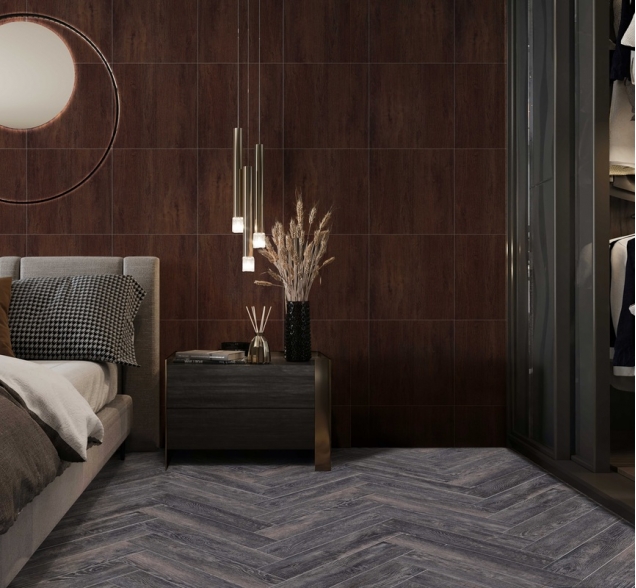 Виниловый ламинат SPC "Cronafloor" Herringbone Дуб Бордо (640*128*4,5 мм) — купить в Ростове-на-Дону